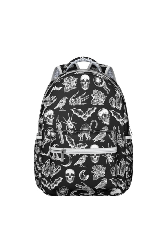 Goth Starry Night Backpack Waterproof Durable School Bag with Lunar Constellation Print, Adjustable Shoulder Straps, Large Capacity for Student and Students