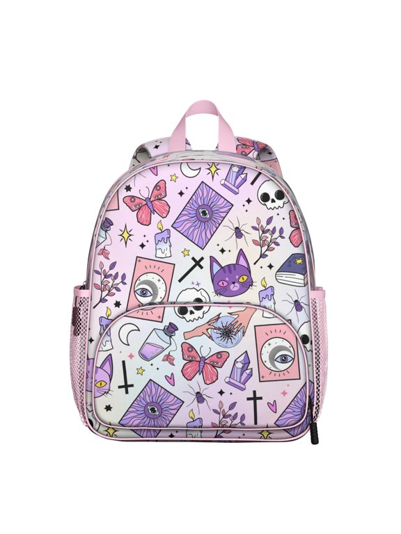 Goth Starry Night Ergonomic Backpack - Adjustable Breathable Student Bag with Side Pockets