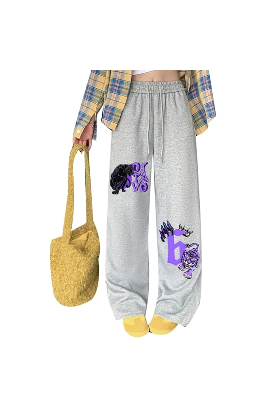 Goth Sweatpants Alt Emo Polyester Wide Leg Baggy Drawstring Pants for Gothic Street Style and Lounge Wear
