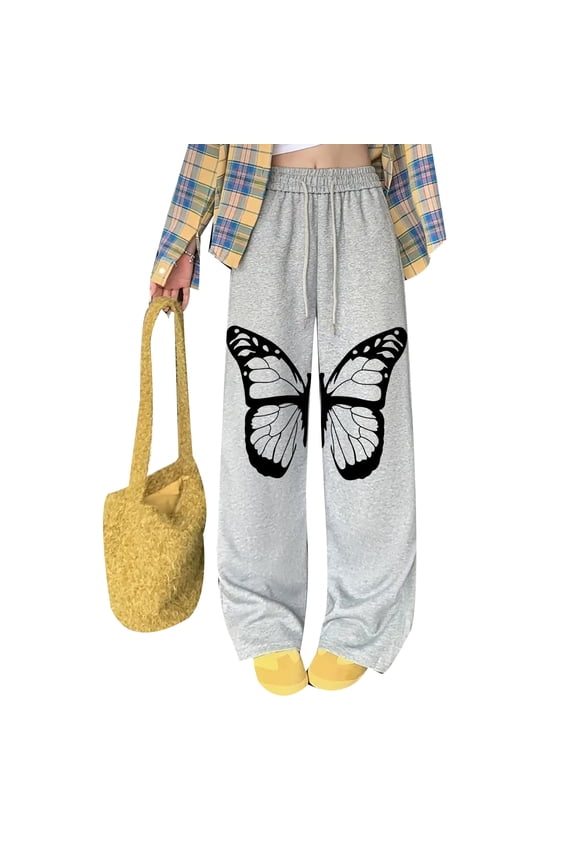 Goth Sweatpants Alt Emo Polyester Wide Leg Baggy Drawstring Pants for Gothic Street Style and Lounge Wear