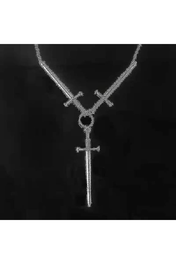 Goth Sword Necklace Pendant The Sacred Sword Gothic Witch Punk Jewelry Party Rock Grunge Fashion Chain Women Gift