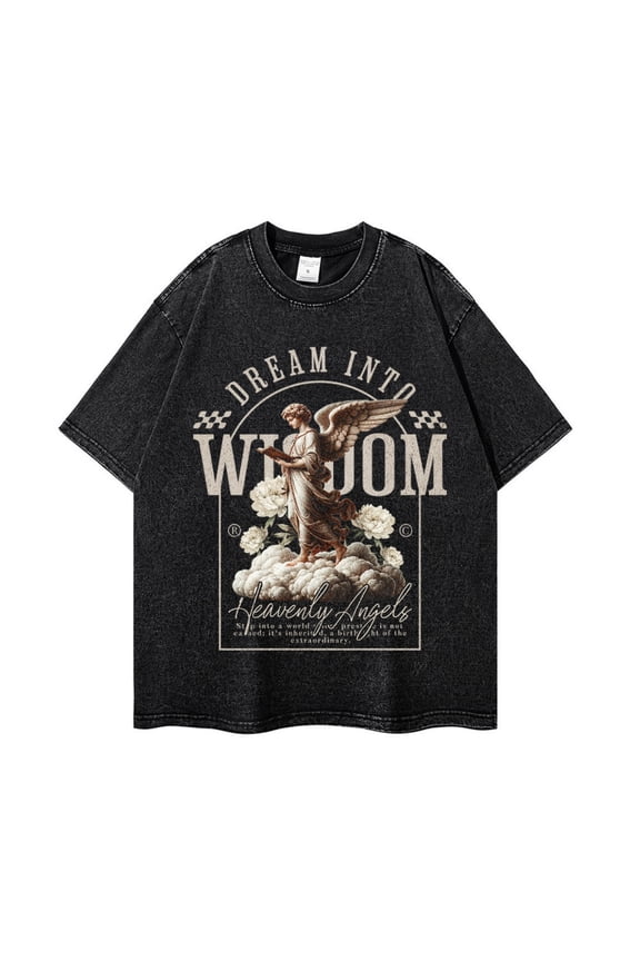 Goth T-Shirt Gothic Washed Shirts Men Angel Alt Grunge Emo Aesthetic Shirt Y2K T-Shirts Oversize Unisex