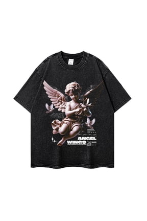 Goth T-Shirt Gothic Washed Shirts Men Angel Alt Grunge Emo Aesthetic Shirt Y2K T-Shirts Oversize Unisex