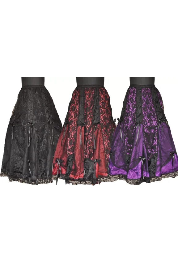 Goth Victorian Renaissance Pirate Dark Black Prom Night Sexy Net Skirt Punk 1547