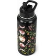 thumbnail image 1 of Goth Stainless Steel Water Bottle 32oz - Vacuum Insulated Tumbler with Straws & Lid | Leakproof, Double Walled | Gothic Moon Flower Design | Sports, Travel, Witchy Decor Gift, 1 of 6