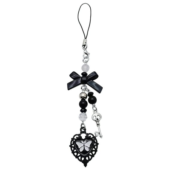 Goth Y2K Phone Charm Pendant Kawaii-Key Chain For Bag Cute Accessory Women Guitar Strap Lanyard Beaded Keychain Pendant