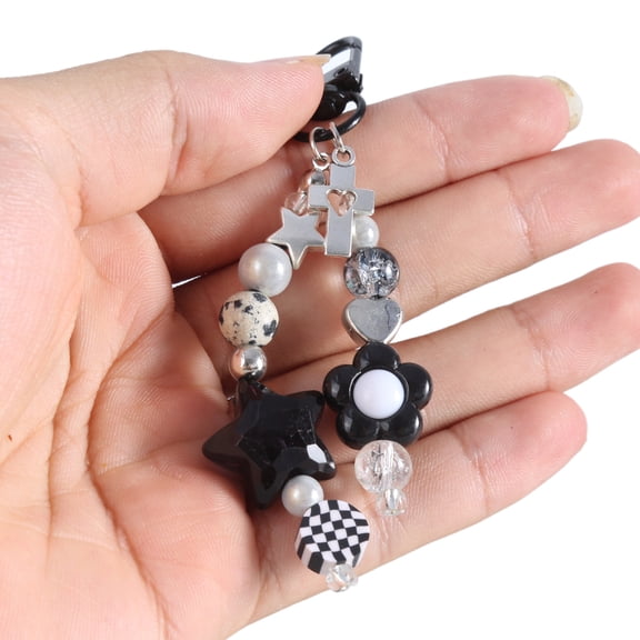 Goth Y2K Phone Charm Pendant Keychain Sweet Star Flower Cellphone Chain Strap Lanyard for Women Bag Camera Accessories