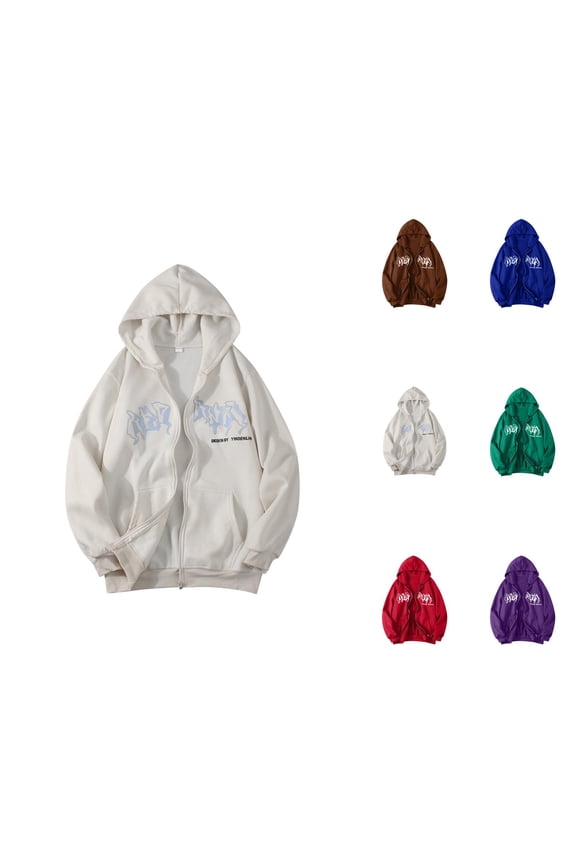 Goth Zip Up Hoodie for Women 2026 Fall Winter Casual Long Sleeve Y2K Aesthetic Zip Up Graphic Hooded Sweatshirt with Pockets