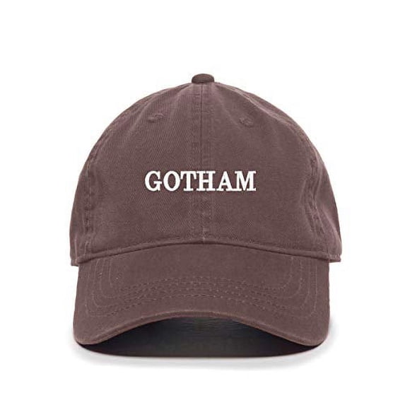 Gotham Baseball Cap Embroidered Cotton Adjustable Dad Hat Brown