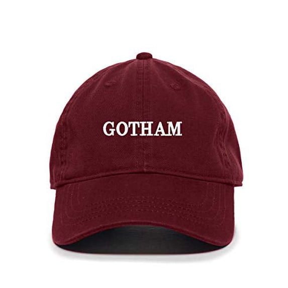 Gotham Baseball Cap Embroidered Cotton Adjustable Dad Hat Burgundy