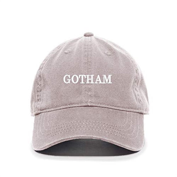 Gotham Baseball Cap Embroidered Cotton Adjustable Dad Hat Light Grey