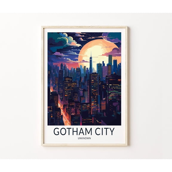 Gotham City Fiction New York Style Wall Art, Unframed Paper Poster 8x10in