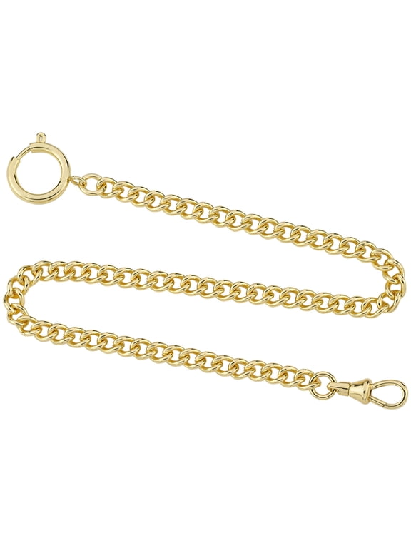 Gotham Gold-Plated Stainless Steel Curb Link Pocket Watch Chain, 14" Length