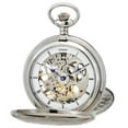 thumbnail image 1 of Gotham Men's Silver-Tone Double Cover Exhibition Mechanical Pocket Watch # GWC18800S, 1 of 7