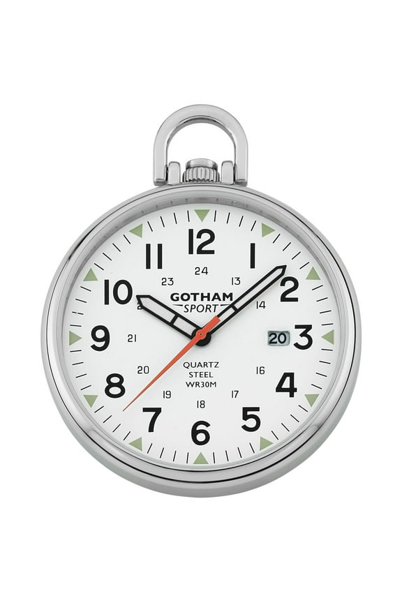 Gotham Men's Sport Series Stainless Steel Analog Quartz Date Pocket Watch # GWC14109S
