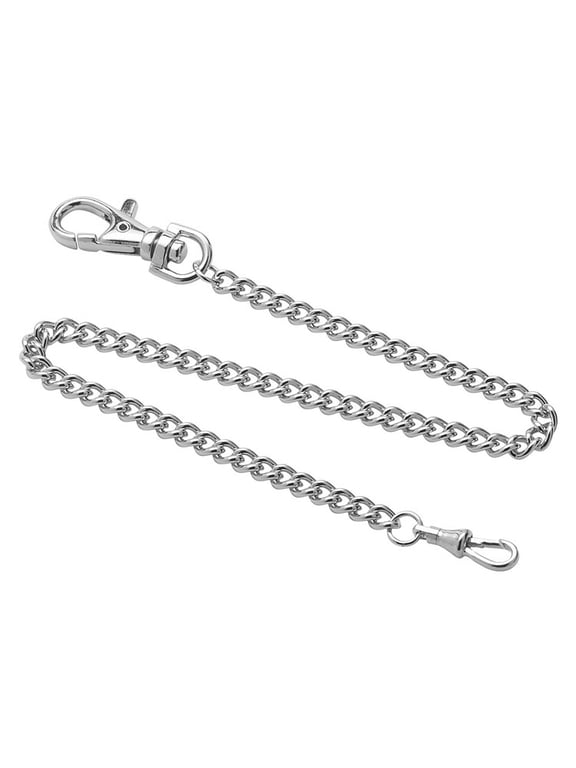 Gotham Premium 14 Inch 316L Stainless Steel Pocket Watch Chain, Heavy Gauge Clip