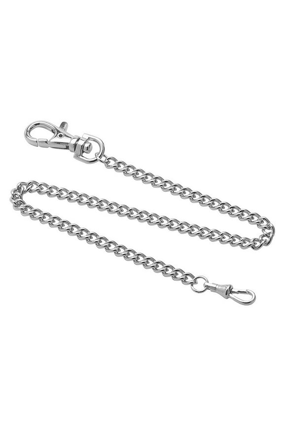 Gotham Premium 14 Inch 316L Stainless Steel Pocket Watch Chain, Heavy Gauge Clip