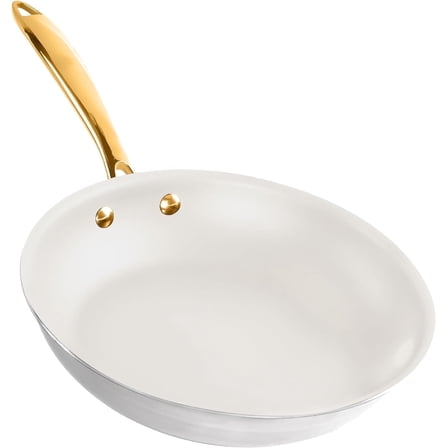 Gotham Steel 10 Inch Non Stick Frying Pan Nonstick, Elegant Ceramic Frying Pan with Gold Handle, Nothing Sticks Egg Pan Skillet for Cooking with Stay Cool Handle, Oven/Dishwasher Safe, Non Toxic