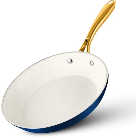Gotham Steel 10 Inch Non Stick Frying Pans, Nonstick Cooking Pan, Nonstick Skillet, Ceramic Pan Dishwasher Safe, Navy/Cream Natural Collection
