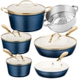 thumbnail image 1 of Gotham Steel 10 Pc Hammered Pots and Pans Set Non Stick, Easy Clean Kitchen Ceramic Cookware Set Nonstick, Long Lasting Pot and Pan Set with Skillet, Sauce Pan, Oven Safe, No Forever Chemicals, Navy, 1 of 7