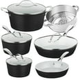 thumbnail image 1 of Gotham Steel 10 Pc Hammered Pots and Pans Set Non Stick, Easy Clean Kitchen Ceramic Cookware Set Nonstick, Long Lasting Pot and Pan Set with Skillet/Sauce Pan, Oven Safe, No Forever Chemicals, Black, 1 of 7