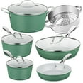 thumbnail image 1 of Gotham Steel 10 Pc Hammered Pots and Pans Set Non Stick, Easy Clean Kitchen Ceramic Cookware Set Nonstick, Long Lasting Pot and Pan Set with Skillet, Oven Safe, No Forever Chemicals, Sage Green, 1 of 7
