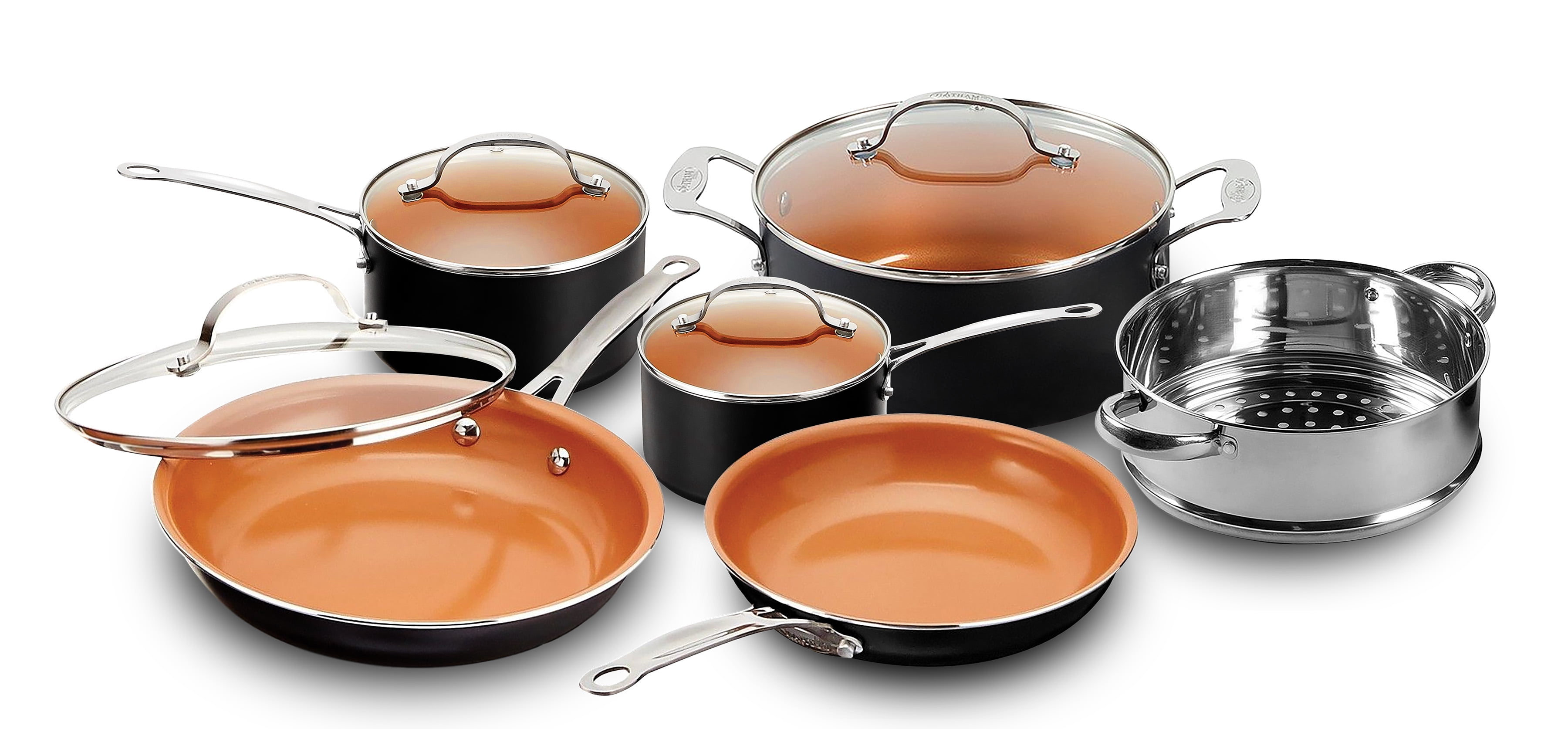 Gotham Steel 10Pc Pots and Pans Set Nonstick Cookware Set Copper  80313023040