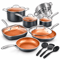 thumbnail image 1 of Gotham Steel 15 Piece Ceramic Cookware Set, Nonstick, Nontoxic, Oven & Dishwasher Safe, Stay Cool Handles Ceramic Cookware Set, Copper, 1 of 6