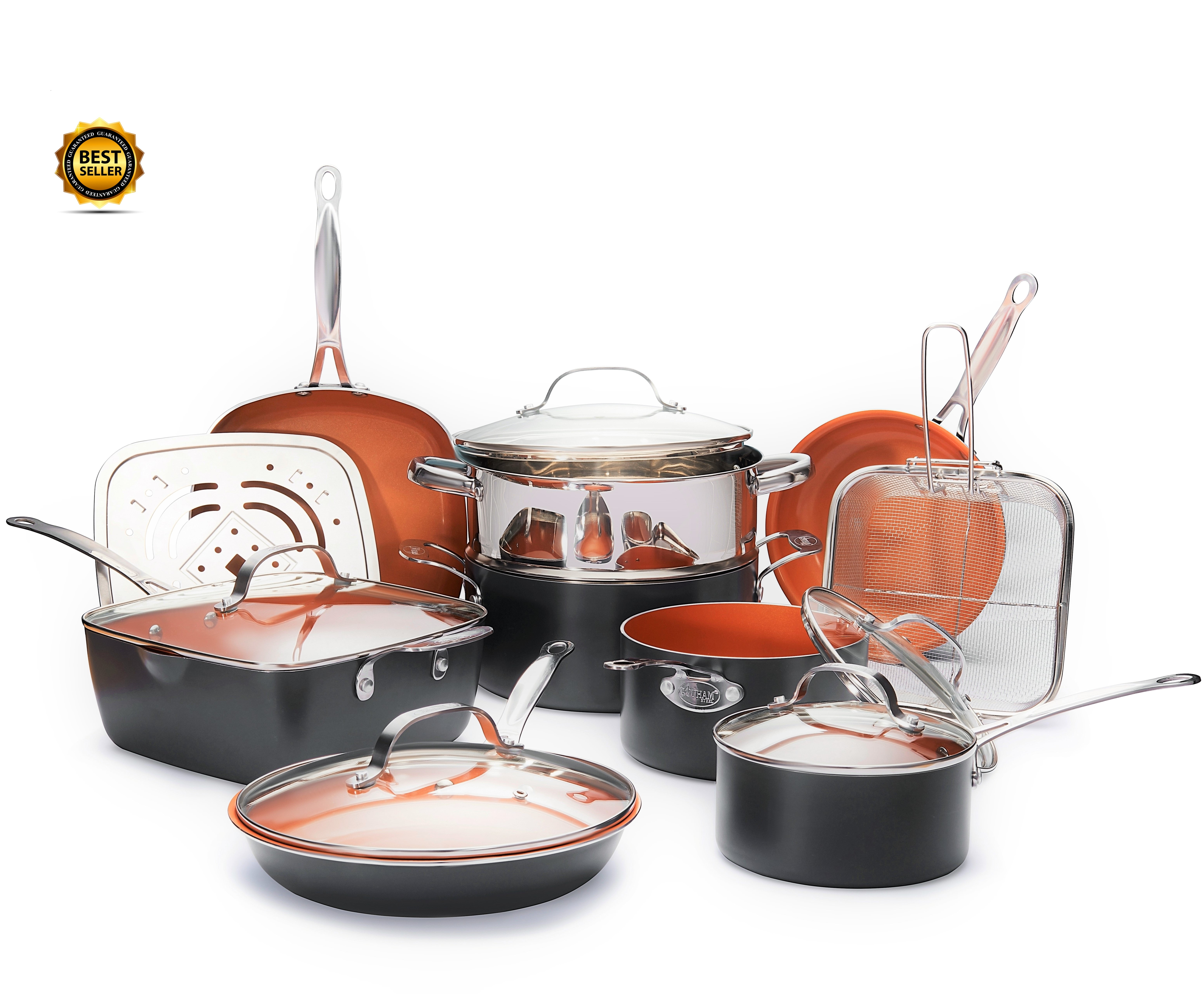 Gotham Steel 15 Pieces Nonstick Copper Cookware Set