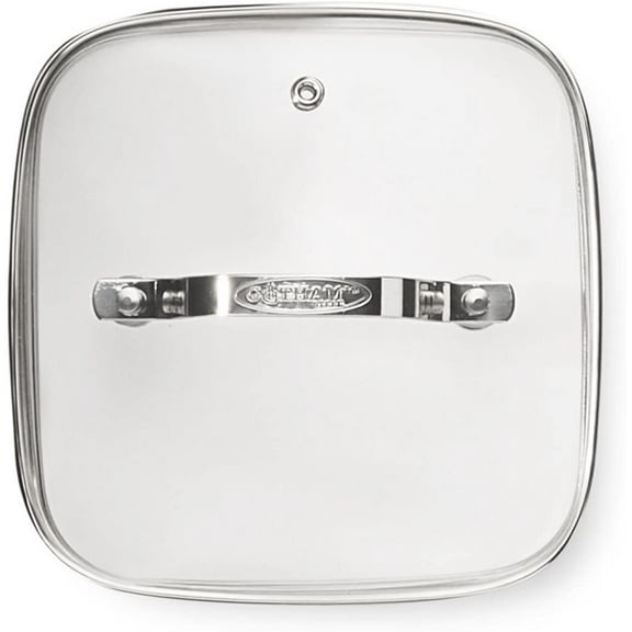 Gotham Steel Clear Tempered Glass Vented Square Frying pan Lid, 12.5",