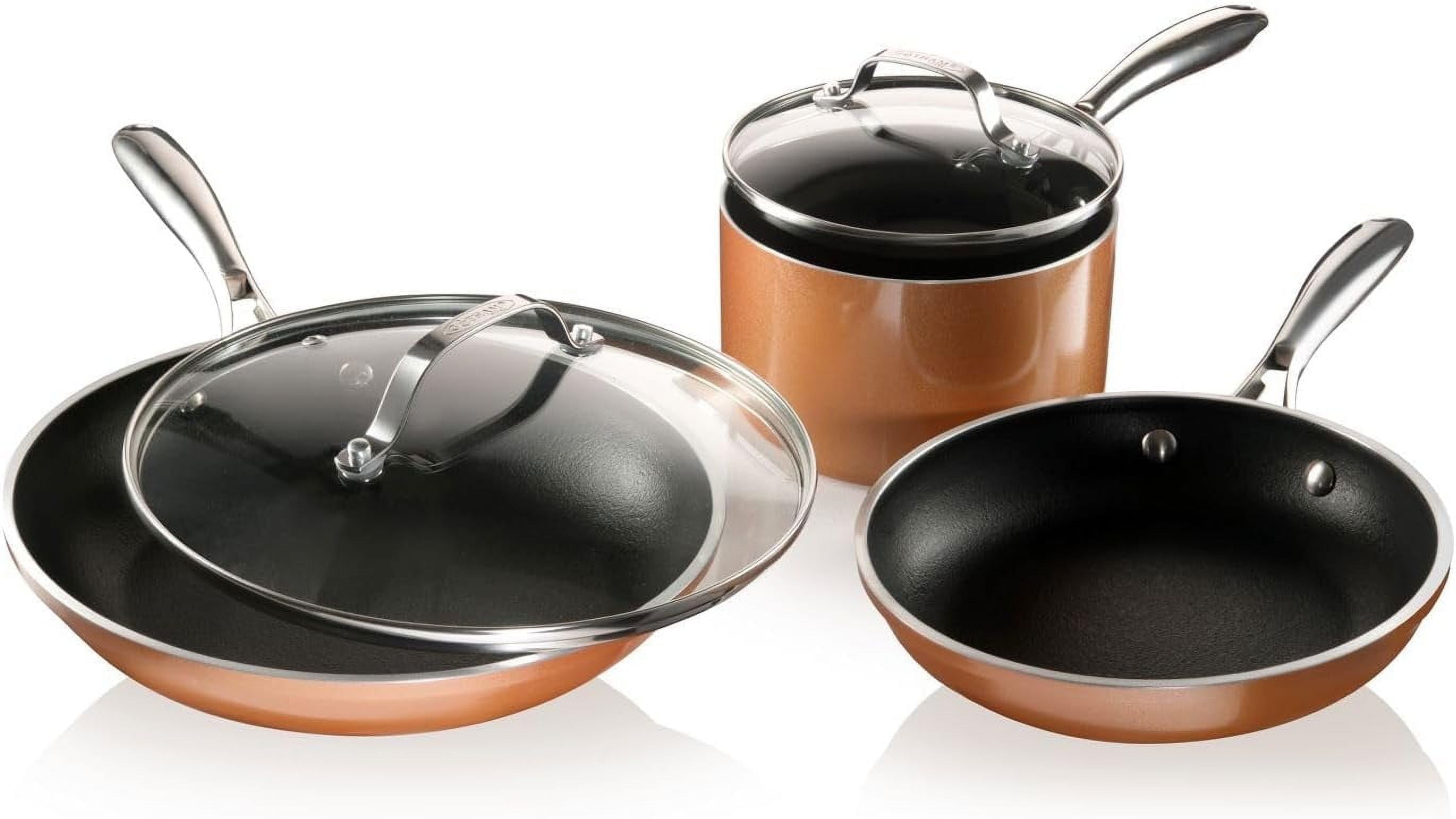 Gotham Steel 5 Pc Copper Pots and Pans Set Non Stick Cookware Set