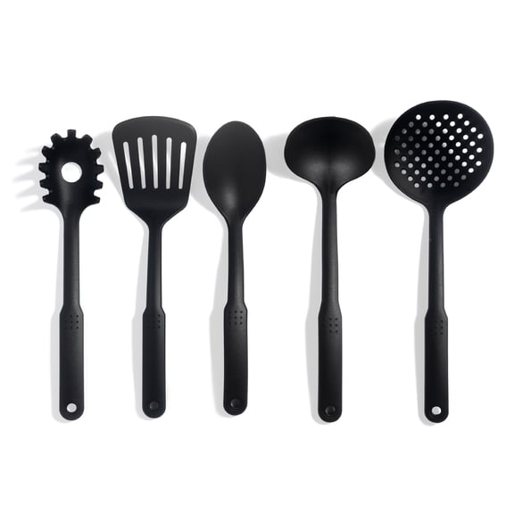 Gotham Steel 5 Pc Utensil Set, Durable Spatula Set, Serving Spoon Set for Everyday Use up to 400 Degrees with Hanging Holes