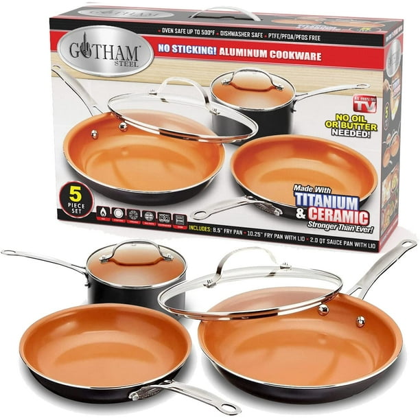 Gotham Steel 5 Piece Cookware Set Nonstick Ceramic Pots and Pans Set