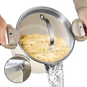 Gotham Steel 5 Qt Nonstick Pasta Pot with Strainer Lid & Twist and Lock Handles, Multipurpose Stock Pot, Dishwasher Safe, Cream