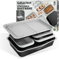 thumbnail image 1 of Gotham Steel 6 Pc Stackable Baking Pans Set Non Stick, 70% Space Saving Design, Nonstick Ceramic Bakeware Sets Non Toxic, with Baking Sheet Tray, Cake & Muffin Pans, Oven & Dishwasher Safe, Black, 1 of 6