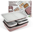 thumbnail image 1 of Gotham Steel 6 Pc Stackable Baking Pans Set Non Stick, 70% Space Saving Design, Nonstick Ceramic Bakeware Sets Non Toxic, with Baking Sheet Tray, Cake & Muffin Pans, Oven & Dishwasher Safe, Mauve, 1 of 8