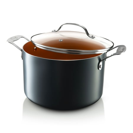 Gotham Steel 7-Quart Stock Pot with Ultra Nonstick Ceramic and Titanium Coating includes Tempered Glass Lid – Dishwasher Safe