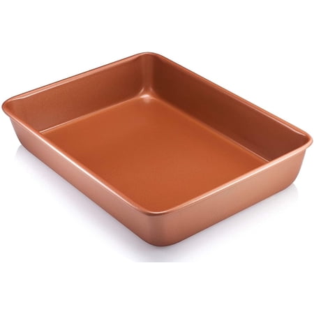 Gotham Steel Rectangular Nonstick Cake Pan, 9x13 Baking Pan for Brownie, Lasagna, Ceramic Non Toxic Coating, Oven Safe up to 500 Degrees, No Warp, Metal Utensil Safe, Dishwasher Safe