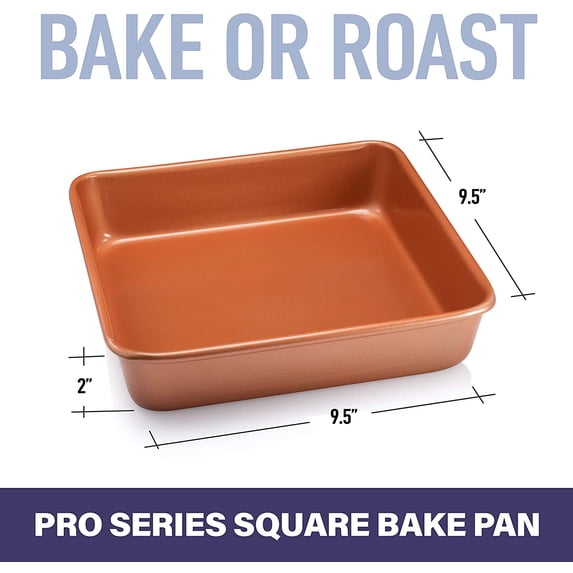 Gotham Steel Bakeware Nonstick Square Baking Pan, Square Cake Pan, Brownie Pan – Large 9.5” x 9.5” x 2”