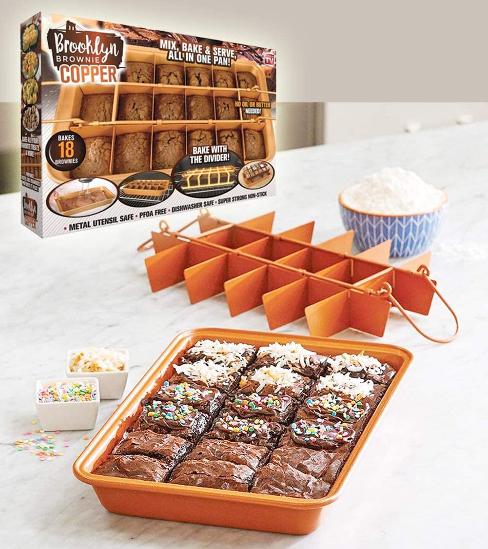 Brooklyn Brownie Copper Nonstick Baking Pan with Built-in Slicer