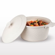 Gotham Steel Ceramic Hammered 5 Qt Lightweight Dutch Oven Pot with Lid & Holders, Oven Safe & Even Heat Retaining Dutch Oven for Bread Baking Sourdough, Soup, 7
