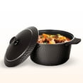 thumbnail image 1 of Gotham Steel Ceramic Hammered 5 Qt Lightweight Dutch Oven Pot with Lid & Holders, Oven Safe & Even Heat Retaining Dutch Oven for Bread Baking Sourdough, Soup, 70% Lighter than Cast Iron, Dark Roast, 1 of 8