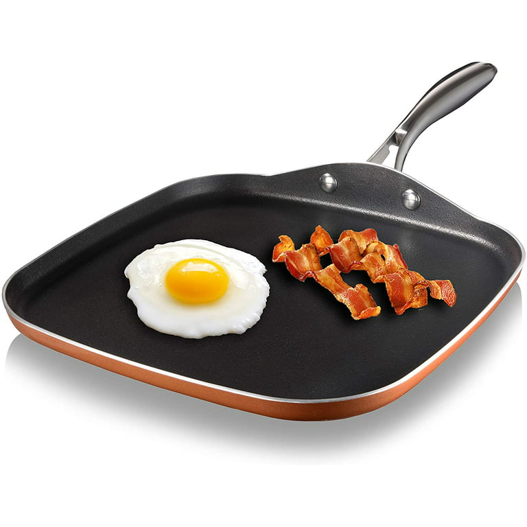 Gotham Steel Nonstick Griddle Pan 10.5 inch Griddle Flat Fry Pan for Eggs  Pancakes Bacon More 