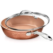 Gotham Steel Hammered 10 Inch Non Stick Frying Pans with Lid, Frying Pans Nonstick w/Lid, Healthy and Non Toxic Ceramic Pan for Cooking, Nonstick Frying Pan, Induction Pan, Dishwasher Safe   Copper
