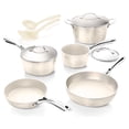 thumbnail image 1 of Gotham Steel Diamond Hammered Nonstick Pots and Pans 10 Piece Ceramic Kitchen Cookware Set Cream, 1 of 8