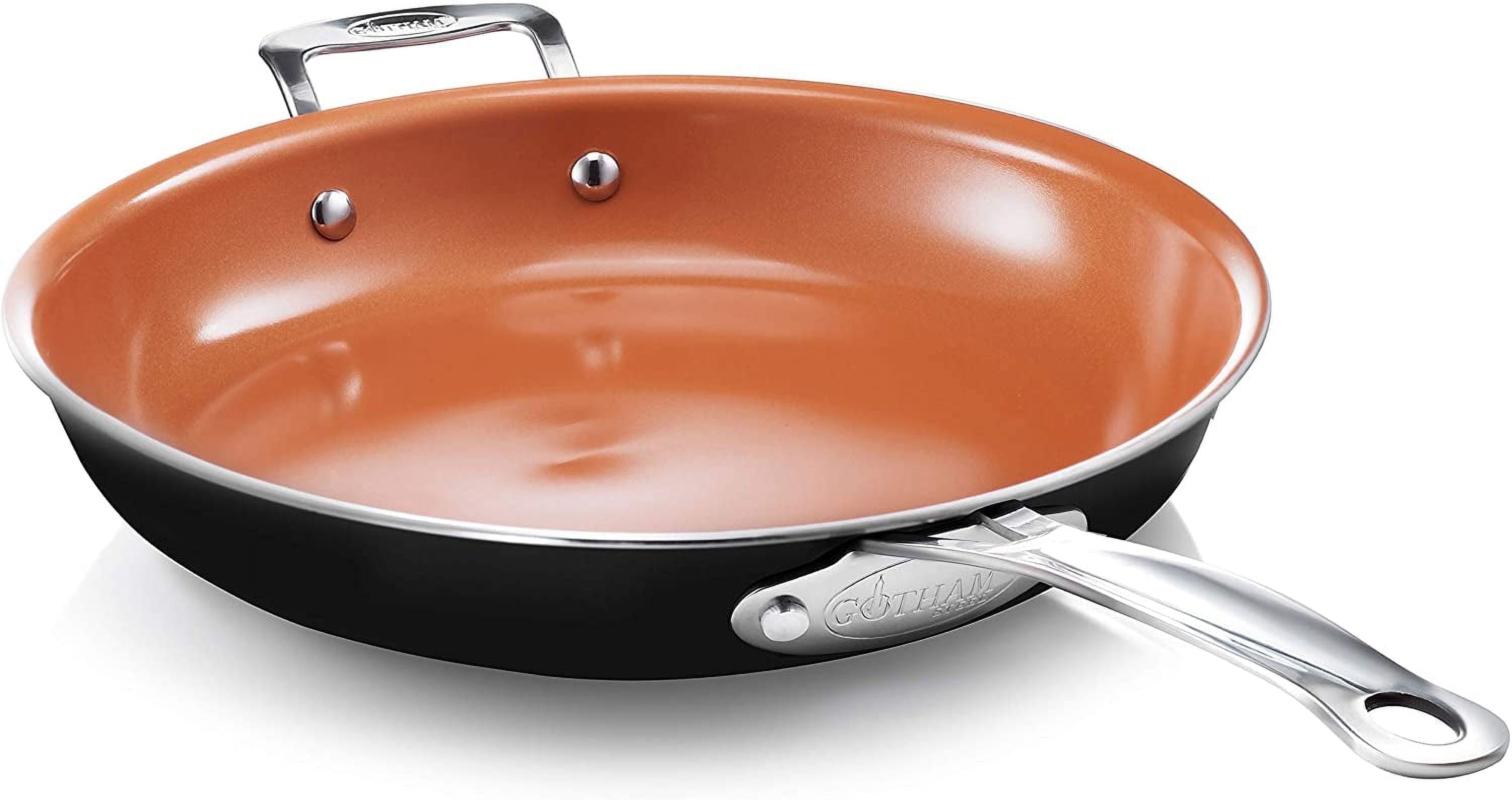 Gotham Steel Diamond 12” Ceramic Non Stick Frying Pan, 12 Inch Frying Pan with Helper Handle and Stay Cool Handles, Ultra Durable Nonstick Frying Pans, Graphite