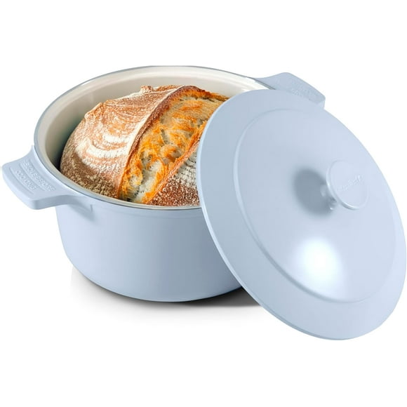 Gotham Steel Dutch Oven 5 Qt Pot With Lid Nonstick Ceramic Cooking Hot Pot Cast Aluminum Induction Stock Pot, Blue