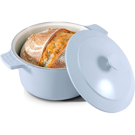 Gotham Steel Dutch Oven 5 Qt Pot With Lid Nonstick Ceramic Cooking Hot Pot Cast Aluminum Induction Stock Pot, Blue
