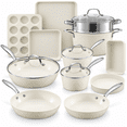 thumbnail image 1 of Gotham Steel Hammered 15 Pc Pots and Pans Set Non Stick Cookware Set, Pot and Pan Set Ceramic Cookware Set with Bakeware, Kitchen Cookware Sets, Non Toxic Non Stick Pots and Pan Set, Cream, 1 of 9
