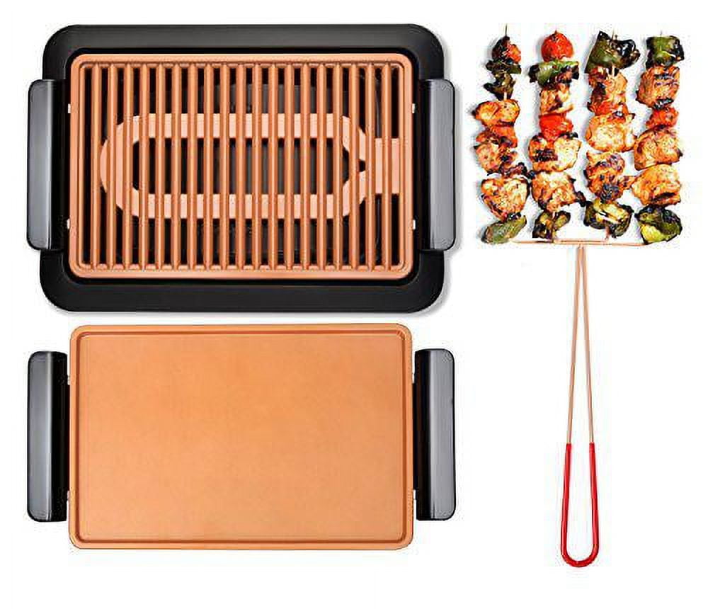 Gotham Steel Smokeless Indoor Grill with Ceramic Coating & Adjustable  Heating, Electric Removable Grill/Griddle Plate, Nonstick, Healthy & Toxin  Free